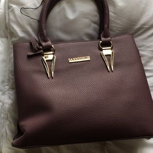 Metallic Letter PU Leather Tote Bag